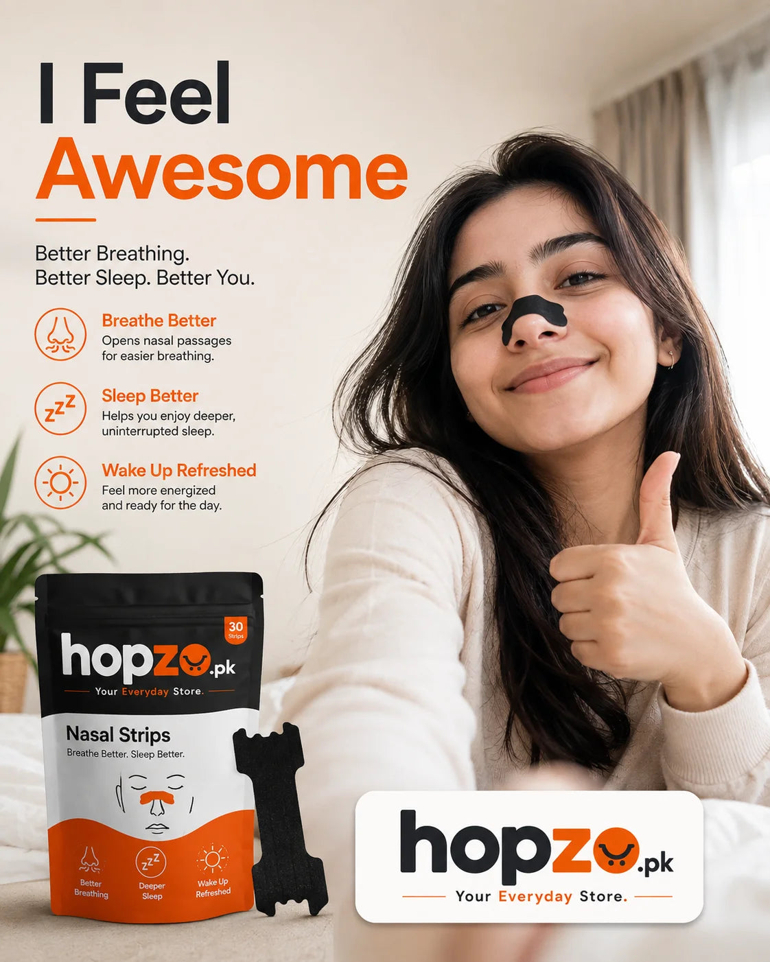 I Feel Awesome Premium Nasal Strips for Better Breathing (15 Strips)